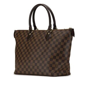 Louis Vuitton Brown Bag Handbag Leather Shoulder Damier Saleya